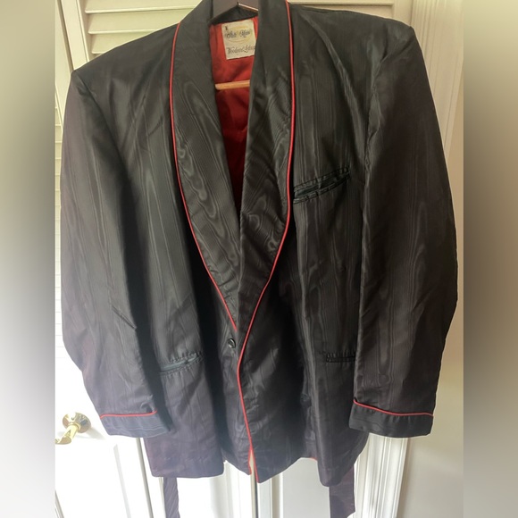 RARE STATE OF MAINE VINTAGE SMOKING JACKET MOIRE PATTERNS L EXCELLENT CONDITION - Picture 3 of 10
